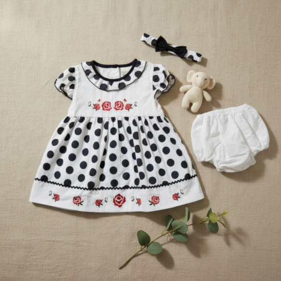 New Baby Girl Dress Set with matching headband underwear size 6 to 9 months - Picture 1 of 3